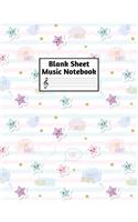 Blank Sheet Music Notebook: Easy Blank Staff Manuscript Book Large 8.5 X 11 Inches Musician Paper Wide 12 Staves Per Page for Piano, Flute, Violin, Guitar, Trumpet, Drums, Cell