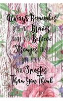 Always Remember You Are Braver Than You Believe Stronger Than You Seem And Smarter Than You Think
