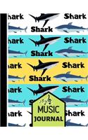 Music Journal: Trendy Shark Print Pattern Novelty Music Gift - Shark Music Journal for Boys, Men and Students