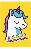 Big Sister: Unicorn Blank Lined Journal For Girls