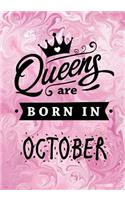 Queens are Born in October: Pink Marble Journal, Memory Book Birthday Present For Her, Keepsake, Diary, Beautifully lined pages Notebook - Gifts for Women