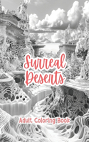 Surreal Deserts Adult Coloring Book Grayscale Images By TaylorStonelyArt