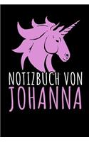 Notizbuch Von Johanna: NOTIZHEFT - 110 Seiten, liniert - personalisiert - Geschenkidee für Johanna - Format 6x9 DIN A5 - Soft cover matt