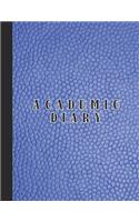 Academic diary: Large page per week academic organizer planner for all your educational organisation - blue leather effect cover design