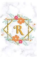 R: College Ruled Notebook - Cute Floral Initial Monogram Personalized Lined Journal & Diary for Writing Notes for Students for Girls & Women - White Ma