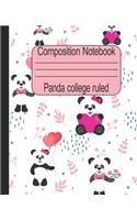 Panda college ruled composition notebook