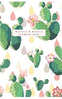 Monthly & Weekly Planner 2020: Diary / Agenda (Jan - Dec) with MONTHLY CALENDARS + WEEKLY PAGES, year at glance, bucket list, contact, notes pages / CACTAE HAND DRAWN WATERCOLOR