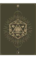 RPG Journal: Mixed Role Playing Gamer Paper (College Ruled, Graph, Hex): 20 Sided Dice Olive