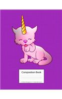Composition Book 100 Sheets/200 Pages/8.5 X 11 In. Wide Ruled/ Caticorn: Writing Composition Notebook Lined Blank Page Book Plain Journal Homeschooling Back to School Unicorns Mythical