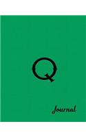 Q Journal: Beautiful Green Writing Journal Designed to Resemble Leather and Embossing in 8x10 Softcover Paperback Notebook
