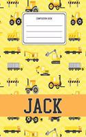 Composition Book Jack: Construction Pattern Composition Book Name Jack Personalized Lined Wide Rule Notebook for Boys Kids Back to School Preschool Kindergarten and Elemen