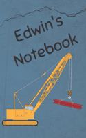 Edwin's Notebook: Construction Equipment Crane Cover 6x9 100 Pages Personalized Journal Drawing Notebook