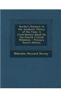 Herder's Relation to the Aesthetic Theory of His Time