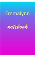 Emmalynn: Blank Notebook - Wide Ruled Lined Paper Notepad - Writing Pad Practice Journal - Custom Personalized First Name Initial E Blue Purple Gold - Taking 