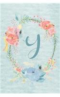 2020 Weekly Calendar Planner - Letter Y - Light Blue and Pink Floral Design: Initial Y - 6"x9" Personal datebook, organizer or scheduler with 1 week on 2-page layout - personalized with initial.