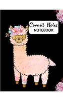 Cornell Notes Notebook: Large 8.5"x 11" Cover Lined Paper (110 pages) for High School College University Note Taking Cute Llama Floral