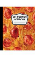 Composition Notebook: Pepperoni Pizza 7.5" X 9.25" 110 Pages - Wide Ruled