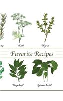 Favorite Recipes: A DIY Blank Cookbook to Record Your Cherished Recipes with a Classic Herb Cover