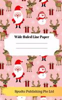 Cute Reindeer Theme Wide Ruled Line Paper