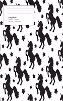 Unicorn White Pattern Composition College Ruled Book (7.44 x 9.69) 200 pages V6