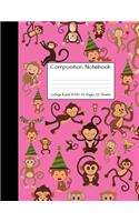 Composition Notebook College Ruled 8.5 inch x 11 inch: Monkey Party Monkeys Cute Composition Notebook, College Notebooks, Girl Boy School Notebook, Composition Book, 8.5" x 11"