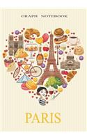 Graph Notebook: Paris Themed Notebook, B5 Grid Journal, Travelers Notebook, Memory Book, Diary, Planner 120 Pages, V.21
