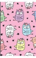 Owl Journal: Cute Rainbow Owls Print Notebook for Women, Teens and Girls