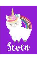 Magical Llamacorn 7th Birthday Lined Notebook