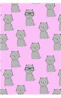 Journal Notebook For Cat Lovers Grey Cats On Pink: 110 Page Plain Blank Journal For Drawing, Writing, Doodling In Portable 6 x 9 Size