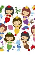 Mermaid Notebook: Girl Journal Notebook Ruled Book For Kids Teen Great For Writing Ocean Under The Sea Princess Diary Note Pad Shell Fish Seahorse Turtle Starfish Wat(5 Mermaid Notebook)