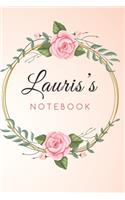 Lauris's Customized Floral Notebook / Journal 6x9 Ruled Lined 120 Pages School Degree Student Graduation university