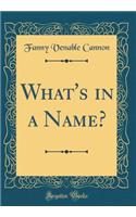 What's in a Name? (Classic Reprint)