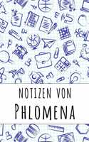 Notizen von Phlomena: Kariertes Notizbuch mit 5x5 Karomuster für deinen personalisierten Vornamen