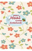 Weekly Meal Planner Notebook: 52 Weeks of Food Menu Planning with Grocery Shopping List, Recipe pages Size 6x9 in - Red and Green Flowers Print