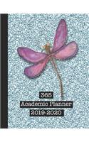 365 Academic Planner 2019-2020: Large Glitter Print Academic Diary Planner for All Your Educational Organisation - Blue Sparkle and Pink Dragonfly Art Print