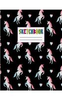 Sketchbook: Cute Unicorn Kawaii Sketch Book for Girls, Kids, Teens, Women (Perfect for Sketching, Drawing, Doodling, Journal, Note Pad, Birthday Party Favors)