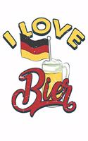 I Love German Bier: Unlined / Plain Oktoberfest Notebook / Journal Gift - Large ( 6 x 9 inches ) - 120 Pages -- Softcover