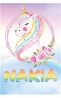 Nakia: Nakia's Unicorn Personal Custom Named Diary Planner Calendar Notebook Journal 6x9 Personalized Customized Gift For Someone Who's Surname is Nakia Or