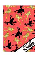 Daily List Planner: 'Gorgeous Black Gold Frogs' Red Pattern Novelty Task Gift: Frog Daily List Planner for Teens, Adults, Men and Women