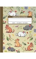Composition Notebook: Cute Chinchilla Rat - Animals Exercise Book Journal, Back To School Gifts For Teens Girls Boys Kids Friends Students 8x10" 110 Pages(2 Animals Composition Notebook)