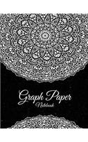 Graph Paper Notebook: Art Mandala Black Book, 8.5 X 11 Square Blank Quad Ruled 1/4 Inch Graph Paper, Blank Graph Paper Composition Books