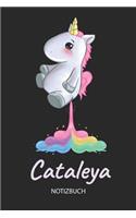 Cataleya - Notizbuch: Individuelles personalisiertes Mädchen & Frauen Namen blanko Regenbogen pupsendes Einhorn Notizbuch. Liniert leere Seiten. Ideal als Uni & coole Sch