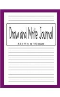 Draw And Write Journal: Purple Primary Composition Notebook - Half Page Dash Lined Paper with Drawing Space