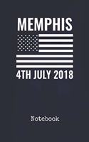 Notebook: Memphis Tennessee Freedom Blank Writing Journal Patriotic Stars & Stripes Red White & Blue Cover with College Ruled Lined Paper Daily Diaries for Jo
