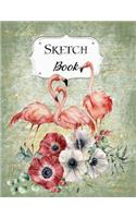 Sketch Book: Flamingo Sketchbook Scetchpad for Drawing or Doodling Notebook Pad for Creative Artists #2 Green