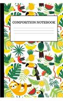 Fruity Paradise Composition Notebook: Cute Tropical Inspired Sloth Notebook For Girls, Great For Class Notes (College-Ruled, Back To School Gifts)