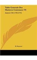 Table Generale Des Matieres Contenues V8