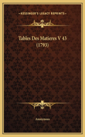 Tables Des Matieres V 43 (1793)