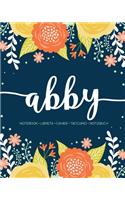 Abby: Notebook - Libreta - Cahier - Taccuino - Notizbuch: 110 pages paginas seiten pagine: Modern Florals First Name Notebook in Orange, Mint & Yellow on 