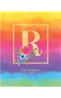 Weekly & Monthly Planner 2020 R: Rainbow Colorful Watercolor Monogram Letter R with Flowers (7.5 x 9.25 in) Horizontal at a glance Personalized Planner for Women Moms Girls and Scho